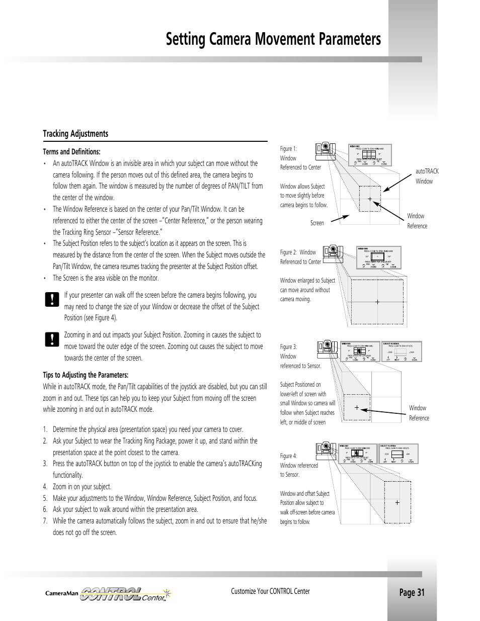 Setting camera movement parameters, Page 31 | Grass Valley CONTROL Center CameraMan Rev.B User Manual | Page 34 / 52