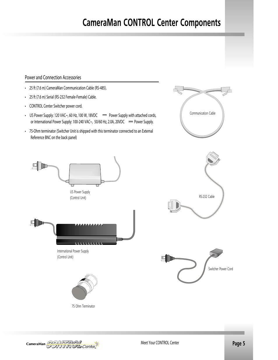 Cameraman control center components, Page 5 | Grass Valley CONTROL Center CameraMan Rev.B User Manual | Page 8 / 52