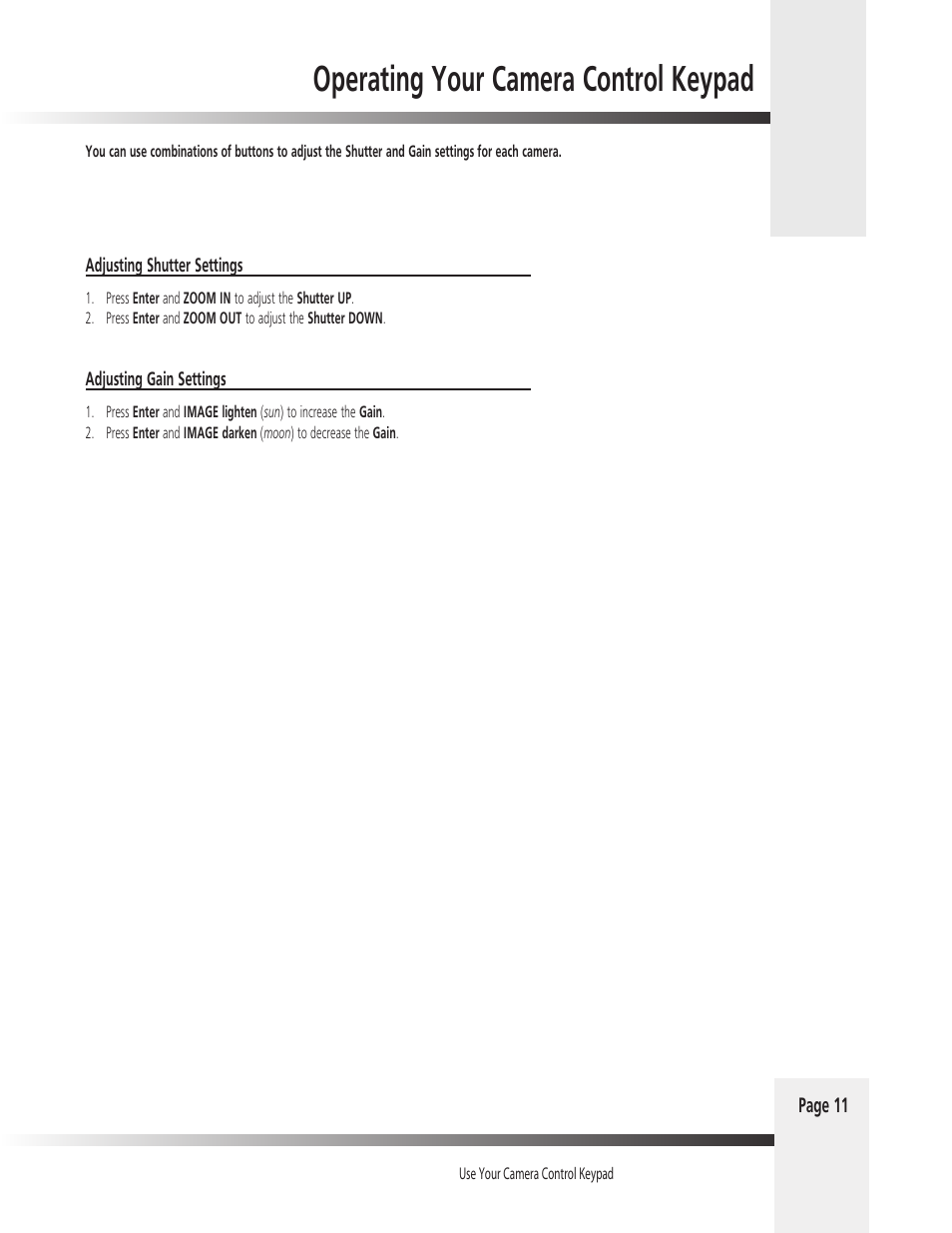 Operating your camera control keypad | Grass Valley 1-CCD CameraMan Rev.D1 User Manual | Page 14 / 19