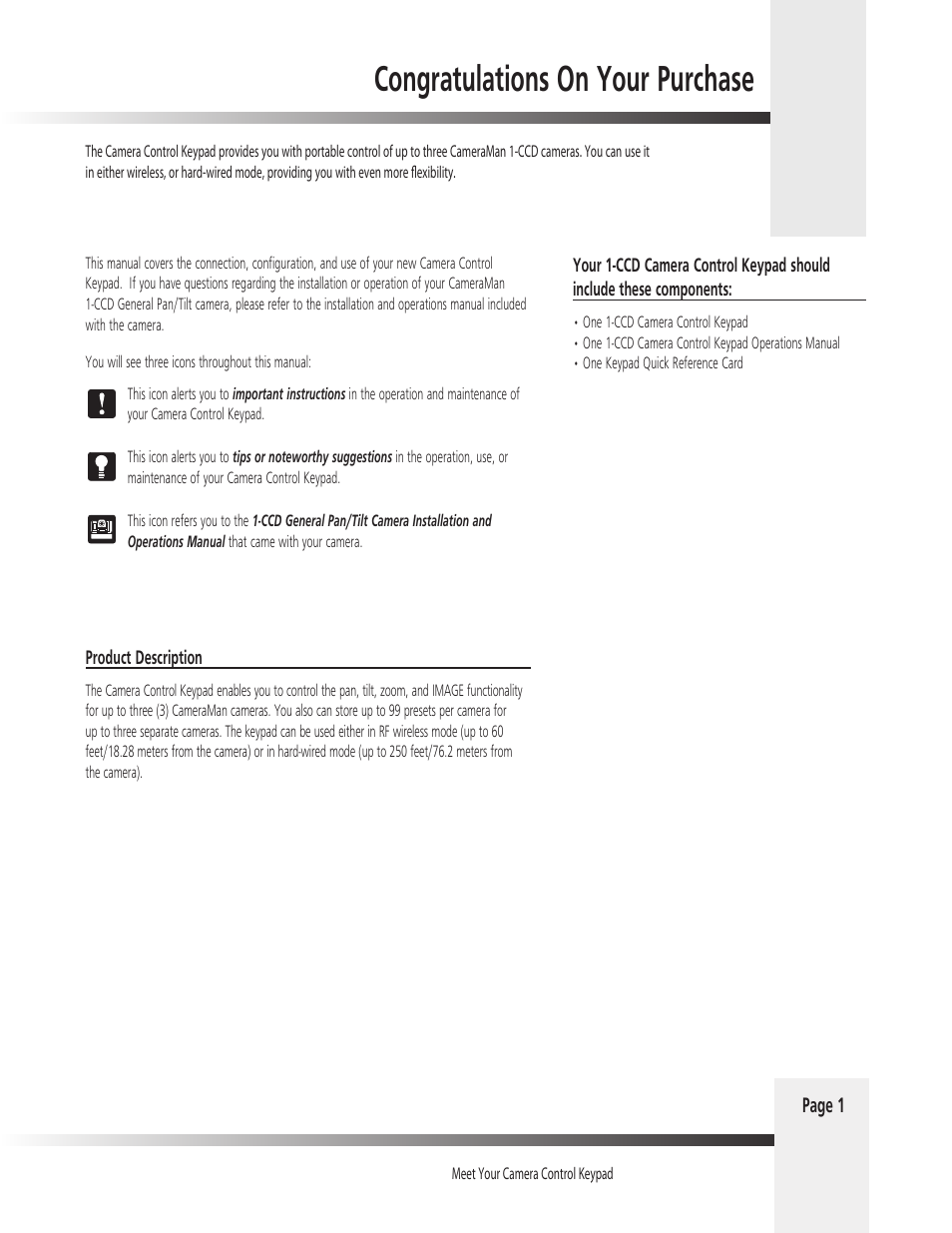 Grass Valley 1-CCD CameraMan Rev.D1 User Manual | Page 4 / 19