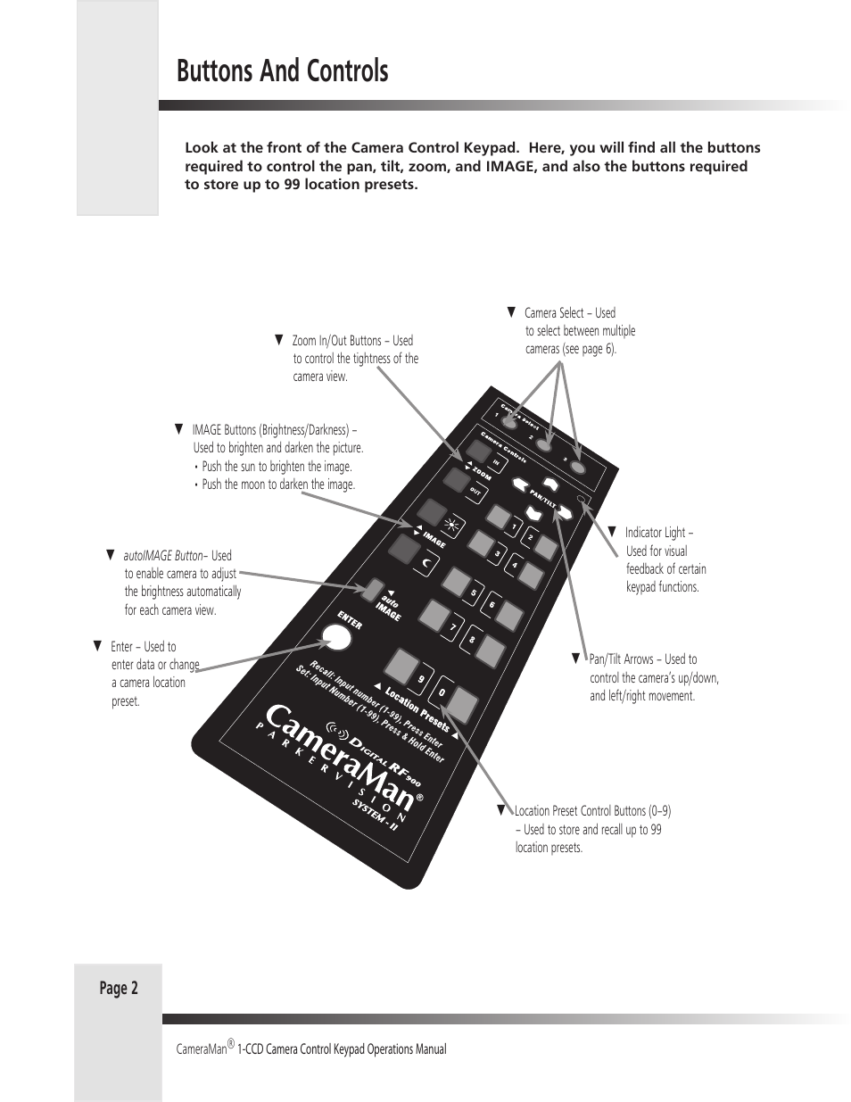 Buttons and controls | Grass Valley 1-CCD CameraMan Rev.D1 User Manual | Page 5 / 19