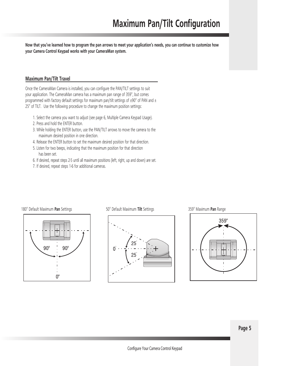 Maximum pan/tilt configuration | Grass Valley 1-CCD CameraMan Rev.D1 User Manual | Page 8 / 19