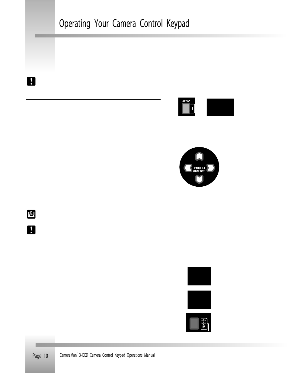 Operating your camera control keypad, Page 10 | Grass Valley CameraMan Control Keypad User Manual | Page 13 / 17