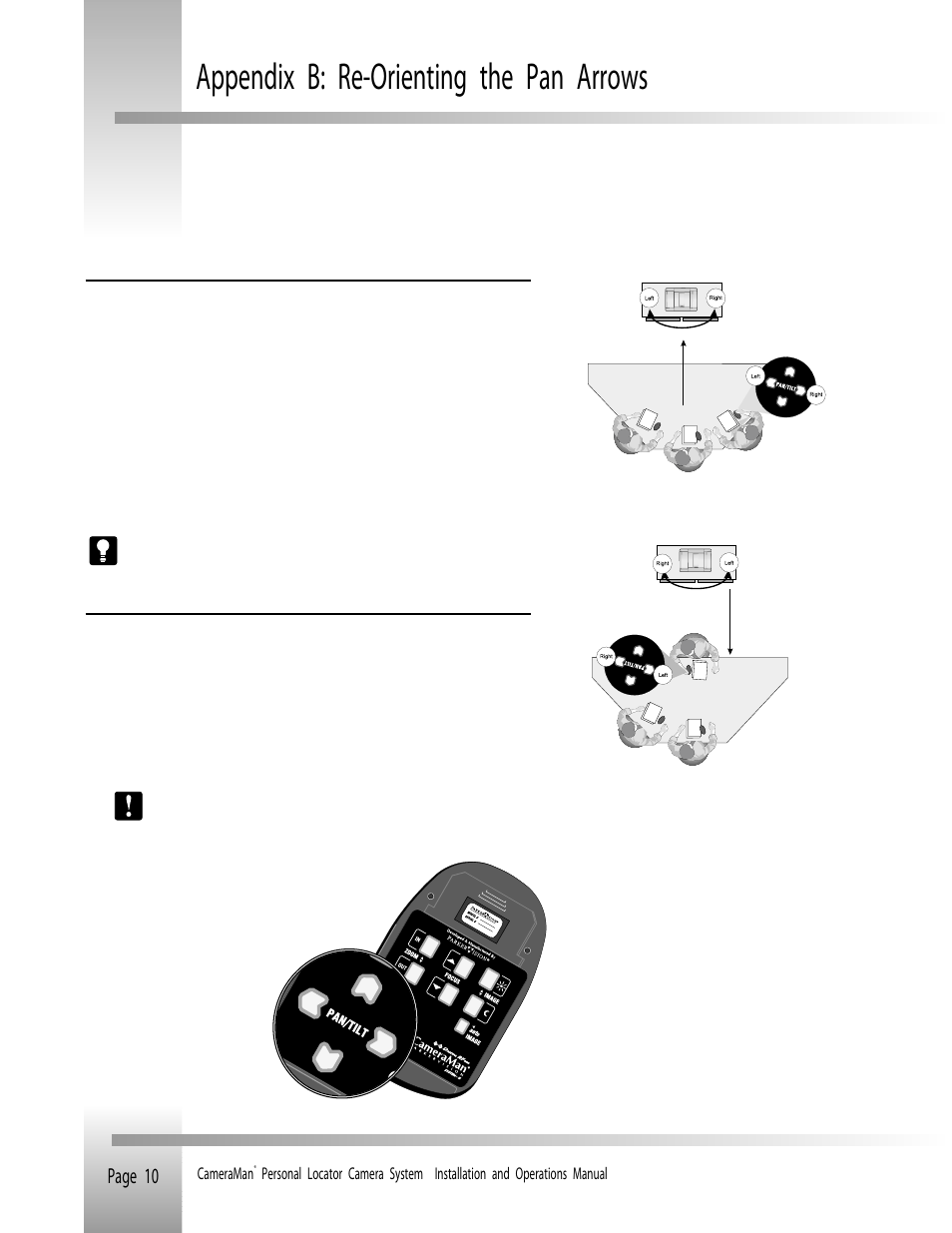 Appendix b: re-orienting the pan arrows, Page 10 | Grass Valley Personal Locator System CameraMan User Manual | Page 13 / 17