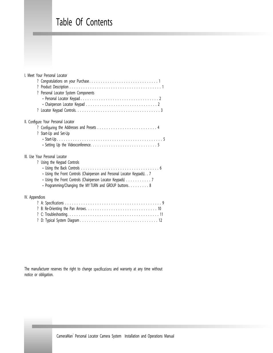 Grass Valley Personal Locator System CameraMan User Manual | Page 3 / 17