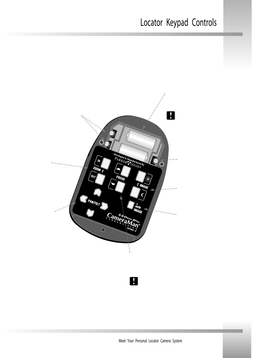 Locator keypad controls | Grass Valley Personal Locator System CameraMan User Manual | Page 6 / 17