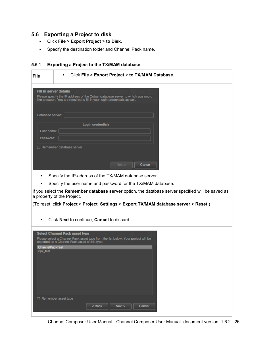 6 exporting a project to disk, 1 exporting a project to the tx/mam database, Exporting a project to disk | Grass Valley Channel Composer v.1.6.2 User Manual | Page 27 / 112