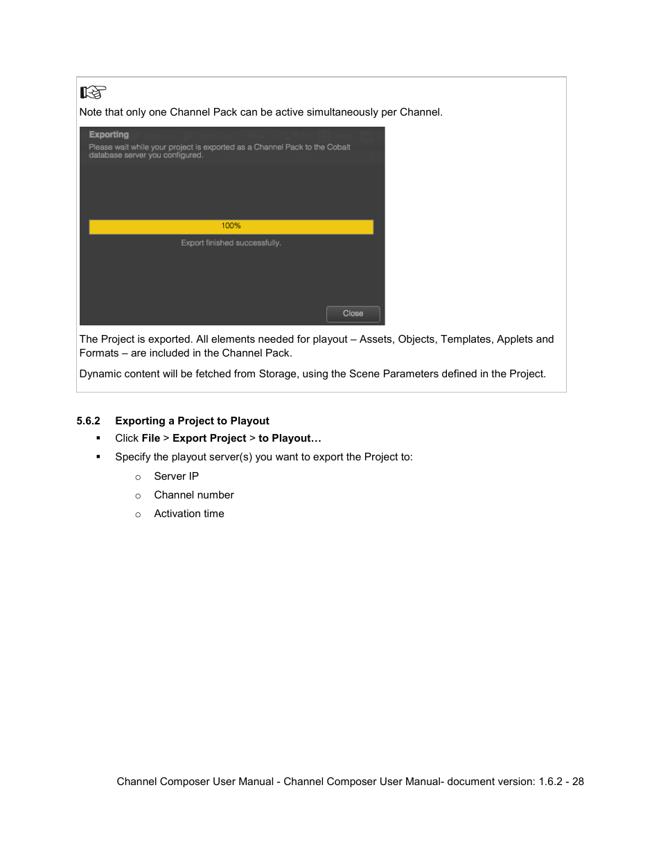 2 exporting a project to playout | Grass Valley Channel Composer v.1.6.2 User Manual | Page 29 / 112