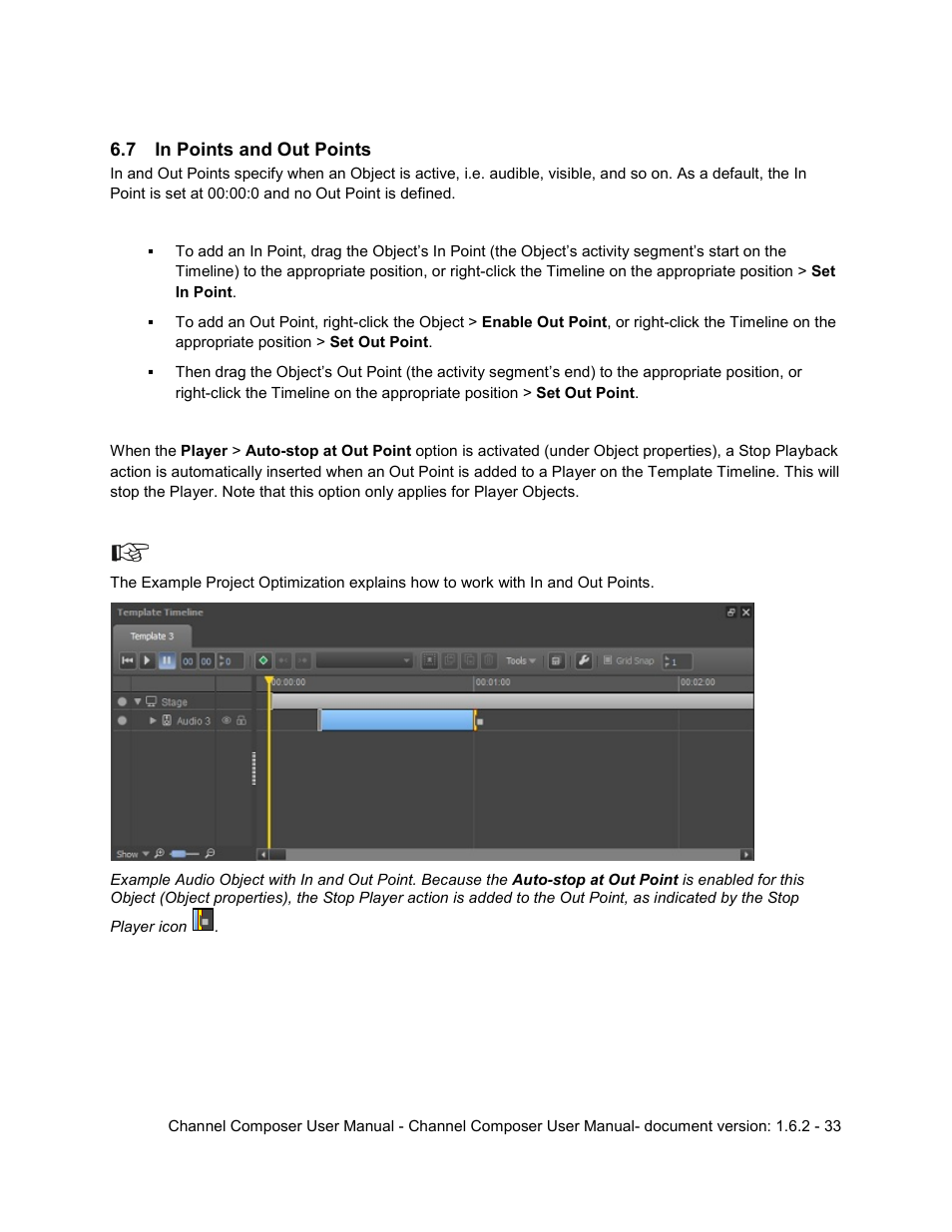 7 in points and out points, In points and out points | Grass Valley Channel Composer v.1.6.2 User Manual | Page 34 / 112