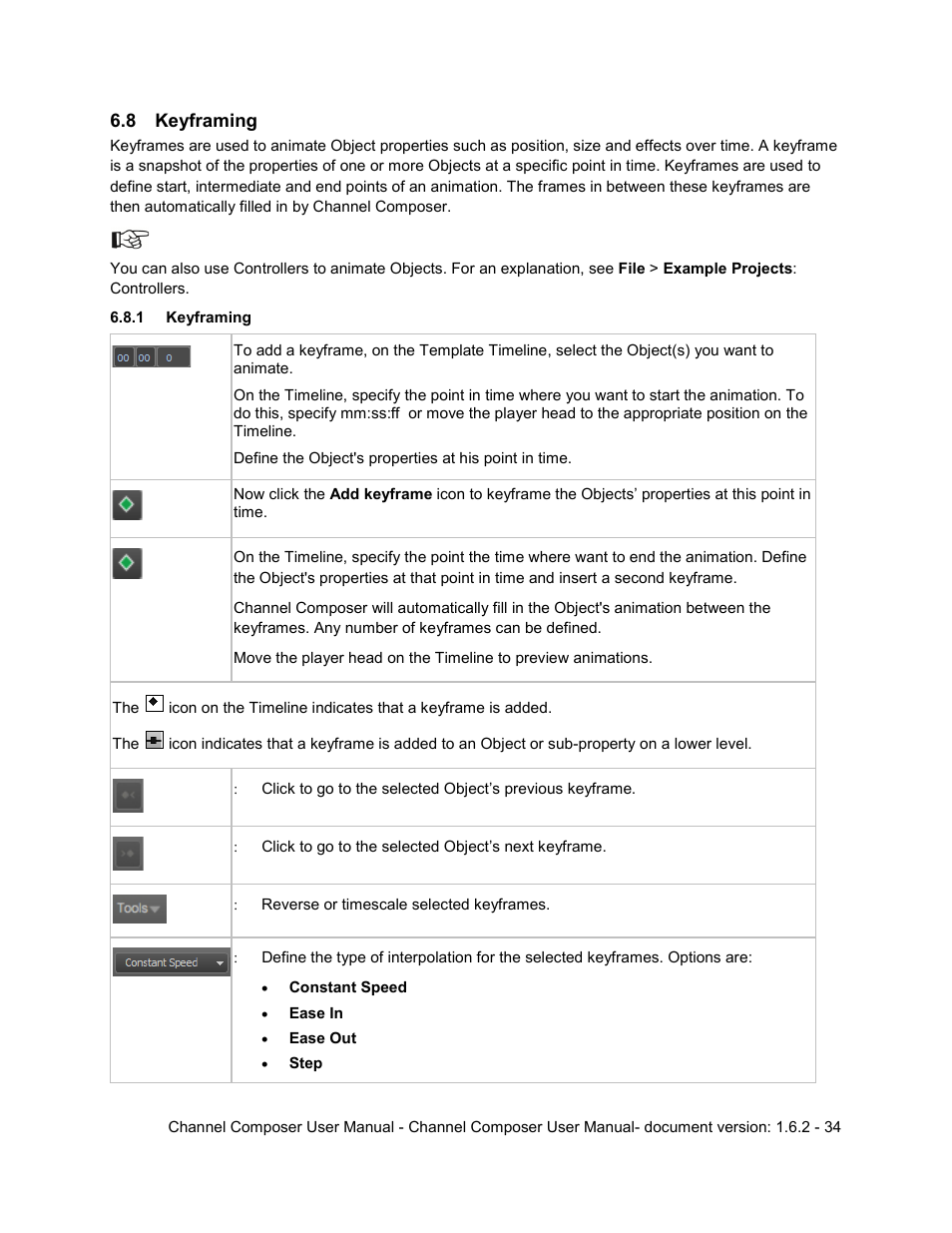 8 keyframing, 1 keyframing, Keyframing | Grass Valley Channel Composer v.1.6.2 User Manual | Page 35 / 112