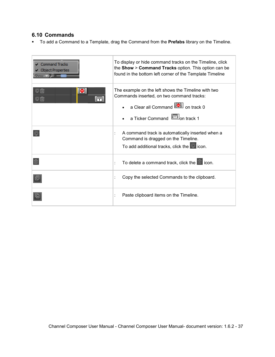 10 commands, Commands | Grass Valley Channel Composer v.1.6.2 User Manual | Page 38 / 112