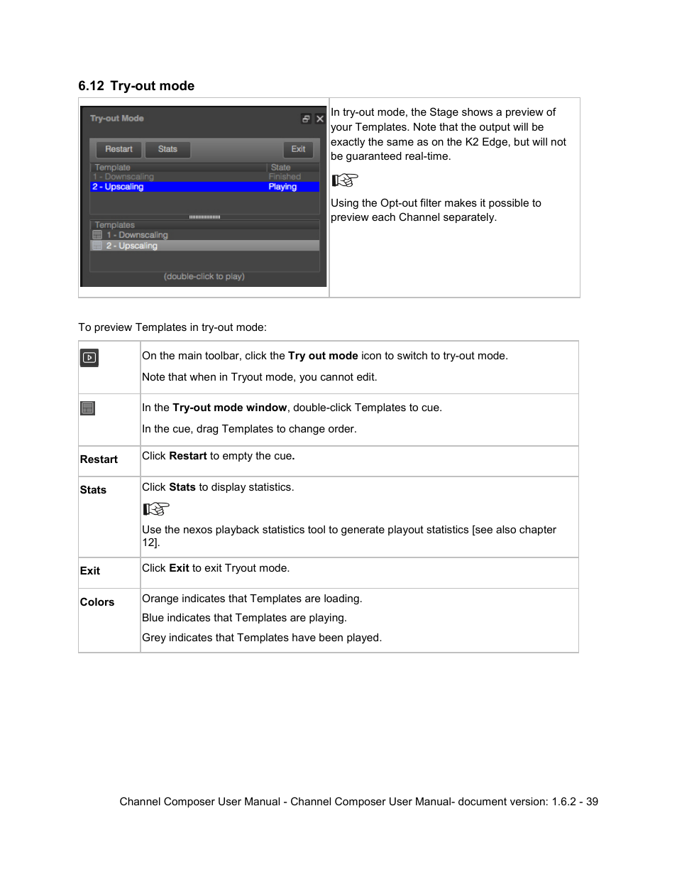 12 try-out mode, Try-out mode | Grass Valley Channel Composer v.1.6.2 User Manual | Page 40 / 112