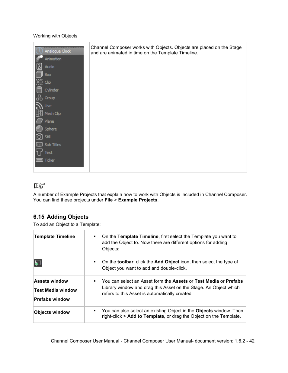 15 adding objects, Adding objects | Grass Valley Channel Composer v.1.6.2 User Manual | Page 43 / 112