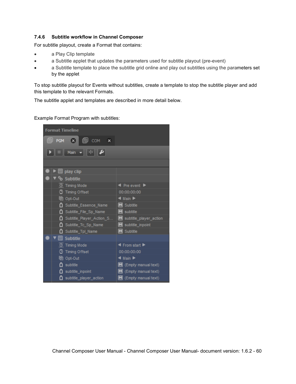 6 subtitle workflow in channel composer | Grass Valley Channel Composer v.1.6.2 User Manual | Page 61 / 112