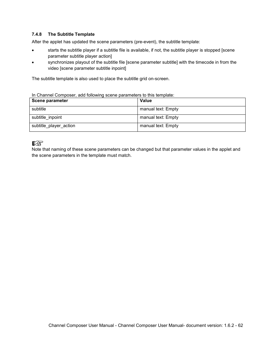 8 the subtitle template | Grass Valley Channel Composer v.1.6.2 User Manual | Page 63 / 112