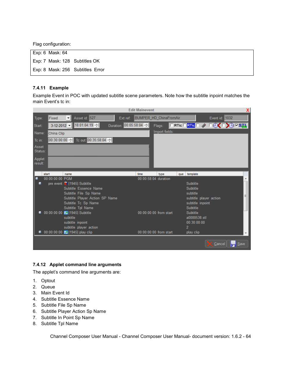 11 example, 12 applet command line arguments | Grass Valley Channel Composer v.1.6.2 User Manual | Page 65 / 112