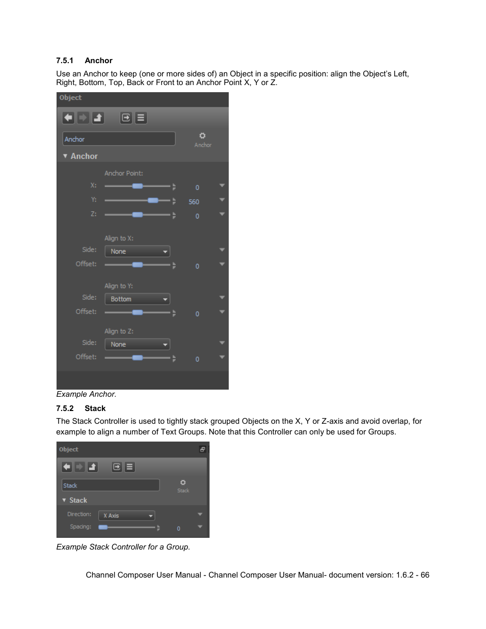 1 anchor, 2 stack | Grass Valley Channel Composer v.1.6.2 User Manual | Page 67 / 112