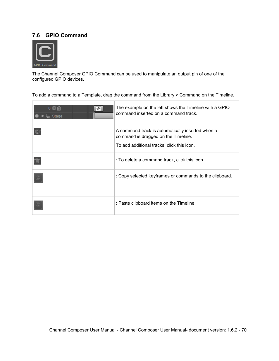 6 gpio command, Gpio command | Grass Valley Channel Composer v.1.6.2 User Manual | Page 71 / 112