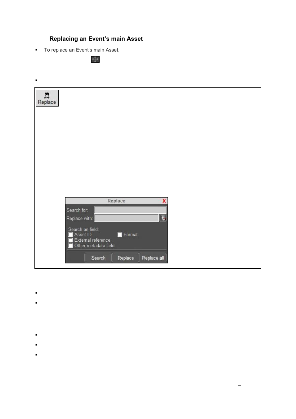 Replacing an event’s main asset, Editing the event name, Removing an event flag | Grass Valley Cobalt v.2.87 User Manual | Page 40 / 73