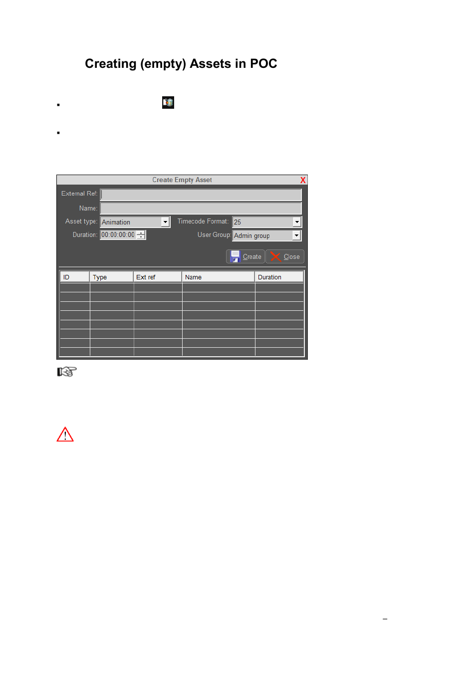 Creating (empty) assets in poc | Grass Valley Cobalt v.2.87 User Manual | Page 43 / 73