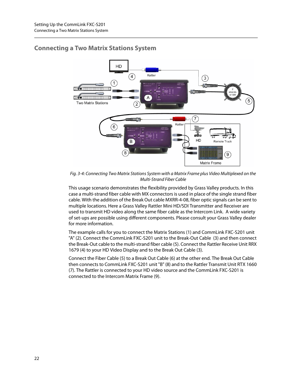 Connecting a two matrix stations system | Grass Valley FXC-S201 User Manual | Page 26 / 37