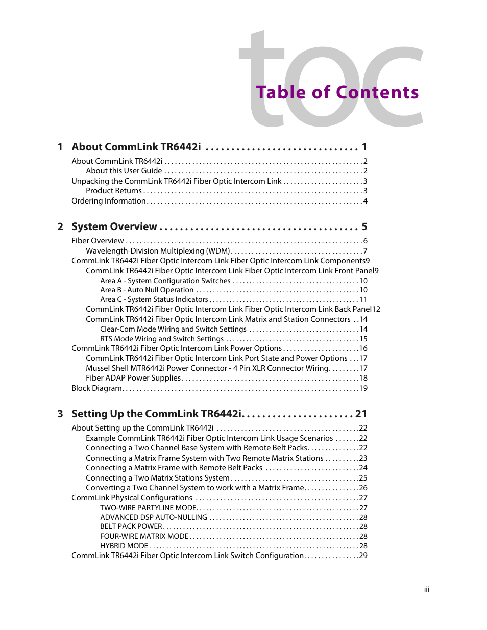Grass Valley TR6442i User Manual | Page 3 / 51