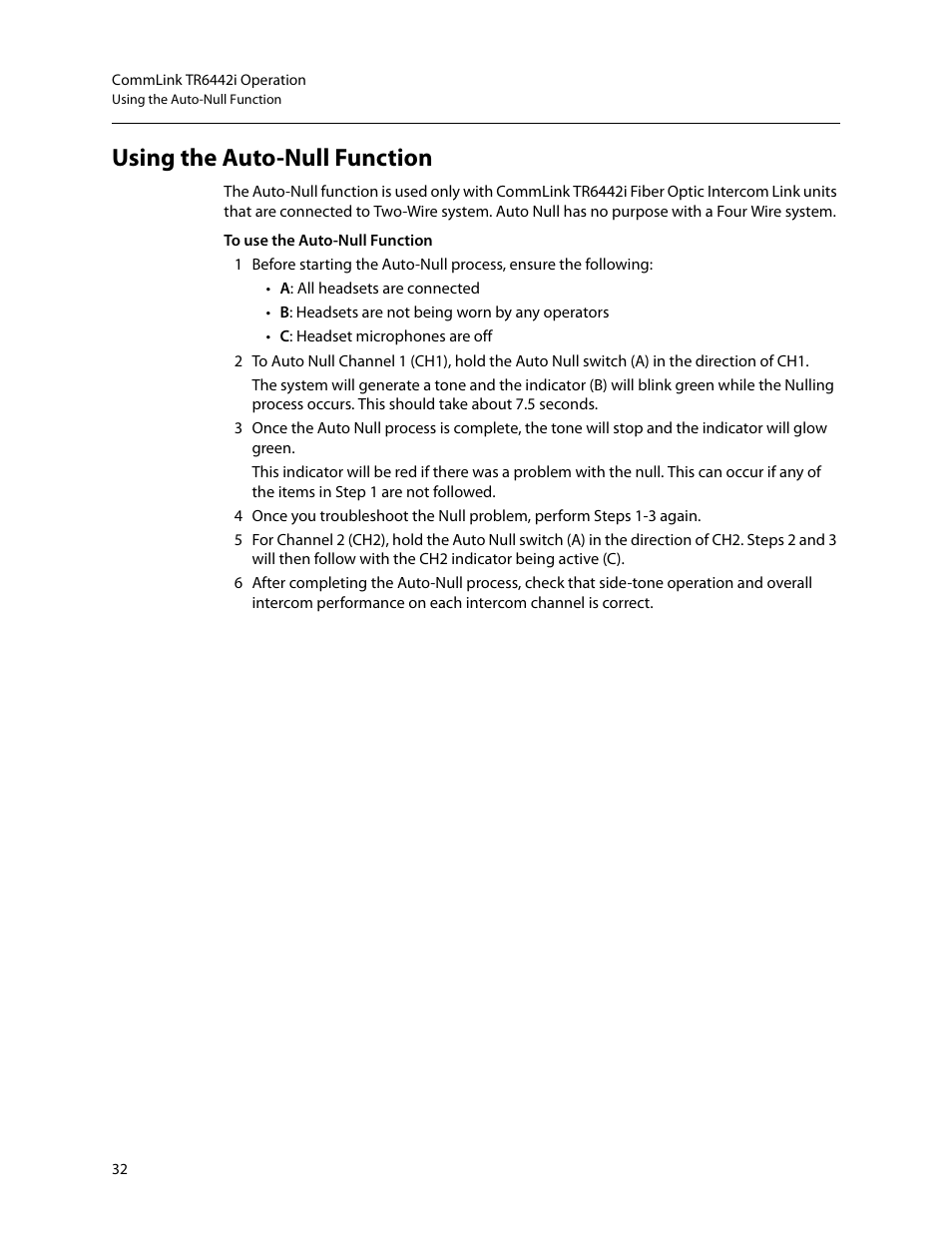 Using the auto-null function | Grass Valley TR6442i User Manual | Page 36 / 51