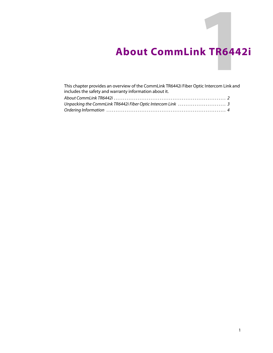 About commlink tr6442i, 1 about commlink tr6442i | Grass Valley TR6442i User Manual | Page 5 / 51