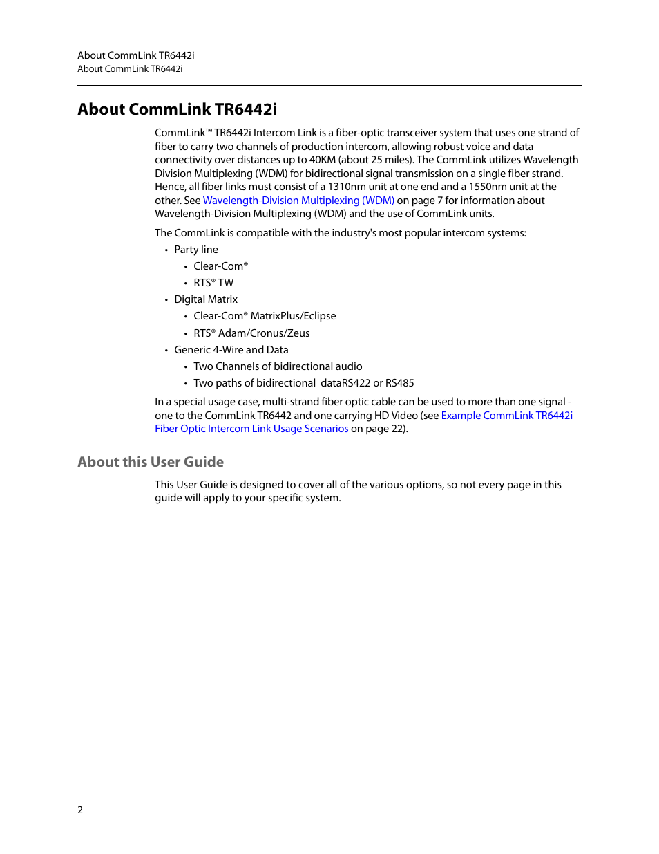 About commlink tr6442i, About this user guide | Grass Valley TR6442i User Manual | Page 6 / 51