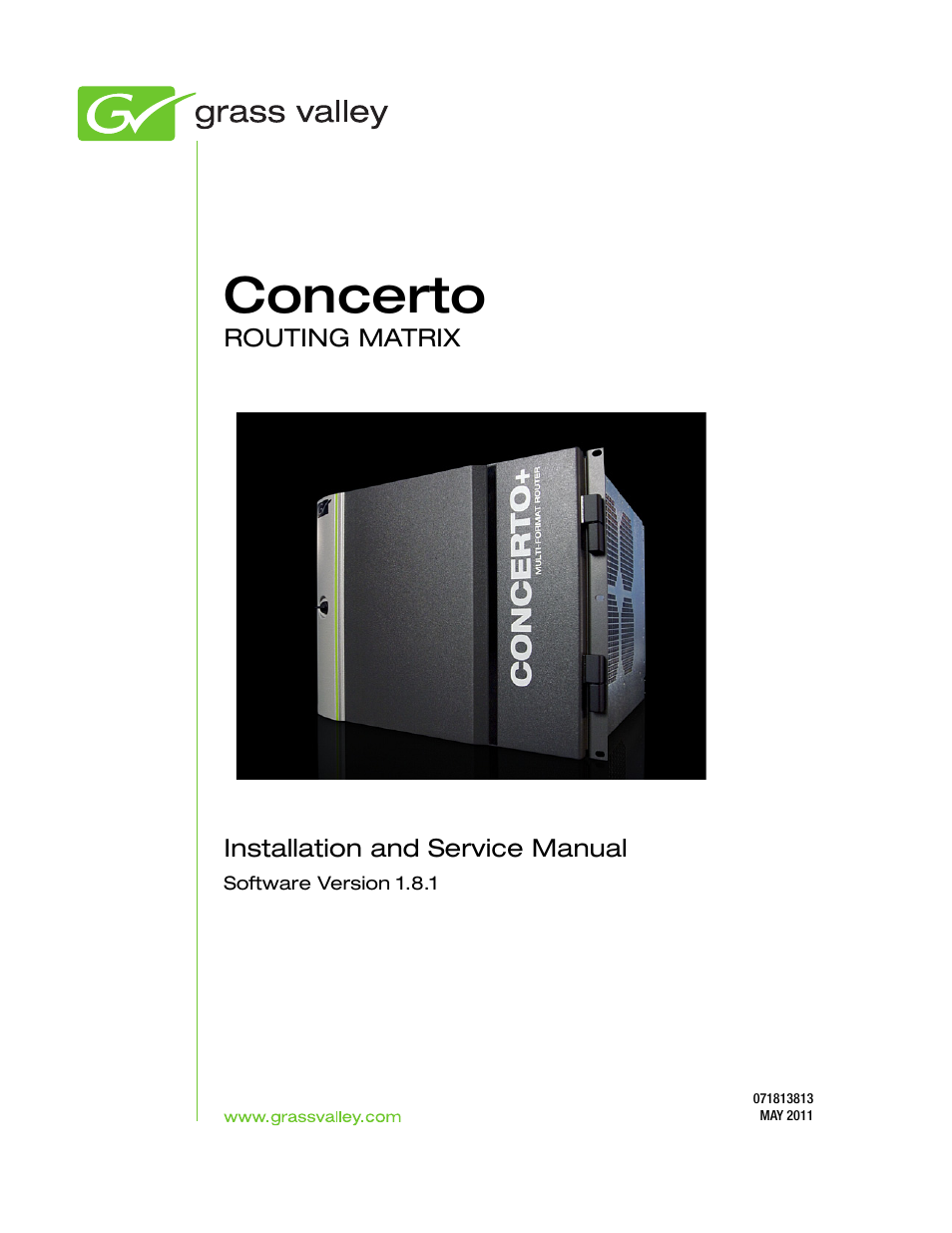 Grass Valley Concerto Routing Matrix v.1.8.1 User Manual | 190 pages