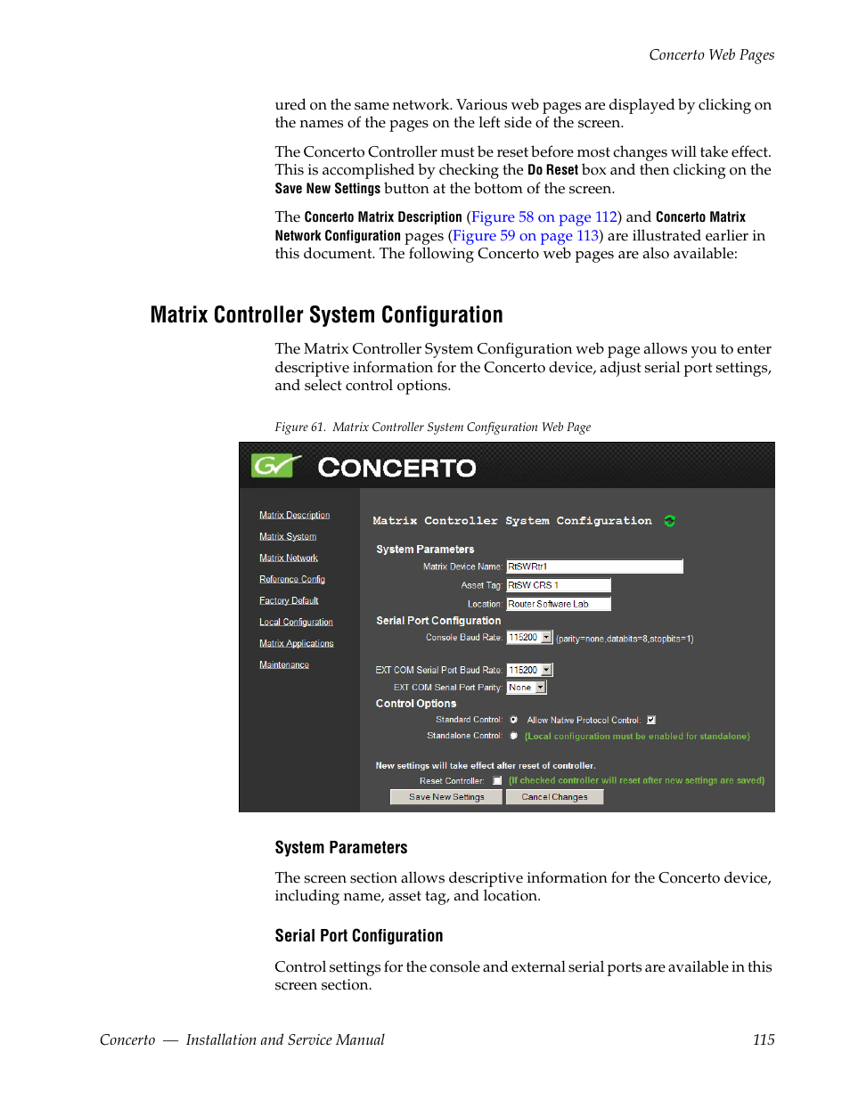 Matrix controller system configuration | Grass Valley Concerto Routing Matrix v.1.8.1 User Manual | Page 115 / 190