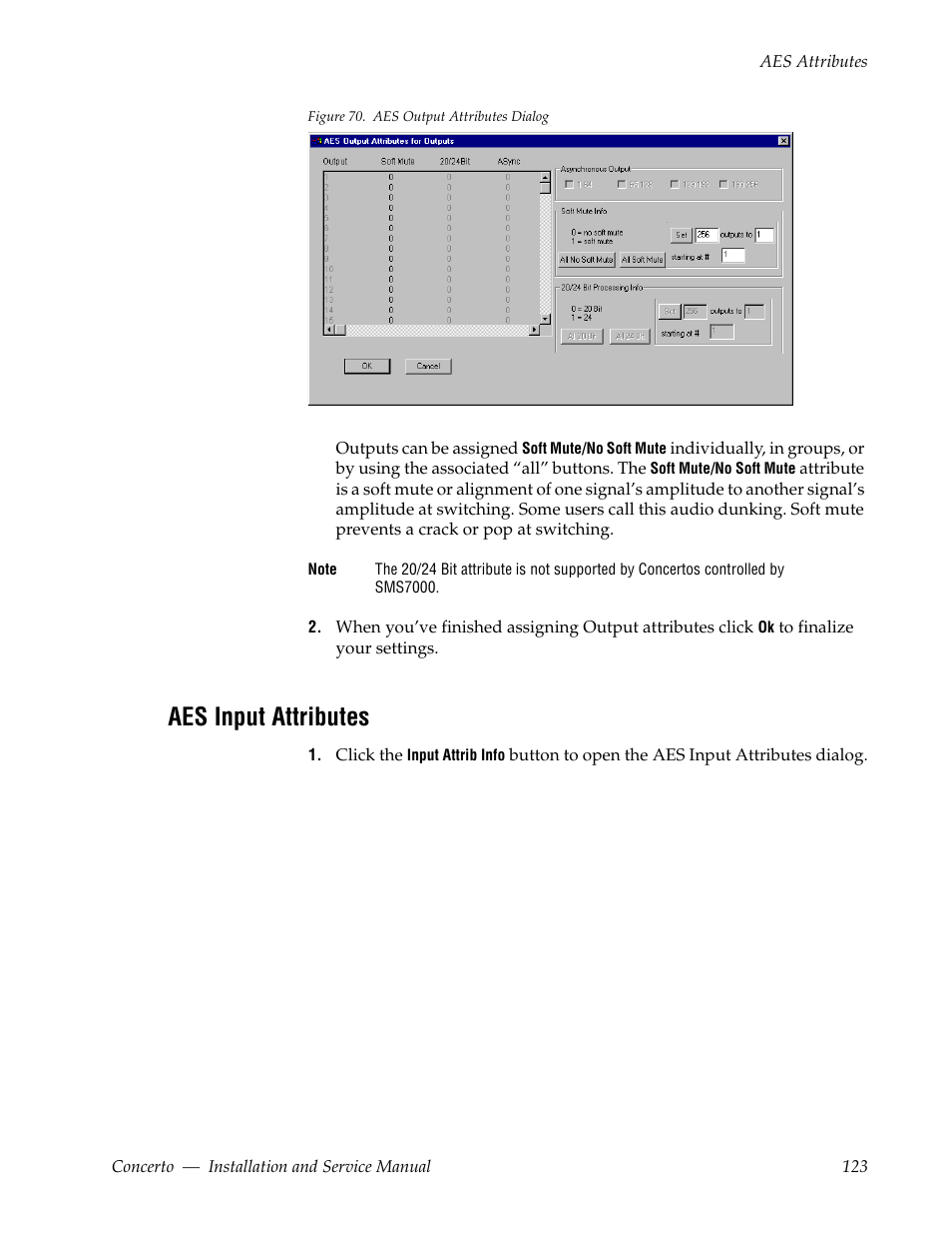 Aes input attributes | Grass Valley Concerto Routing Matrix v.1.8.1 User Manual | Page 123 / 190