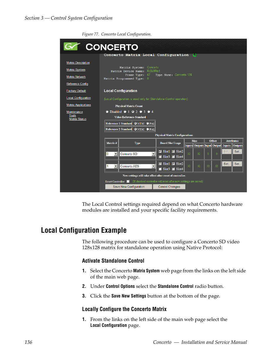 Local configuration example, Figure 77 | Grass Valley Concerto Routing Matrix v.1.8.1 User Manual | Page 136 / 190