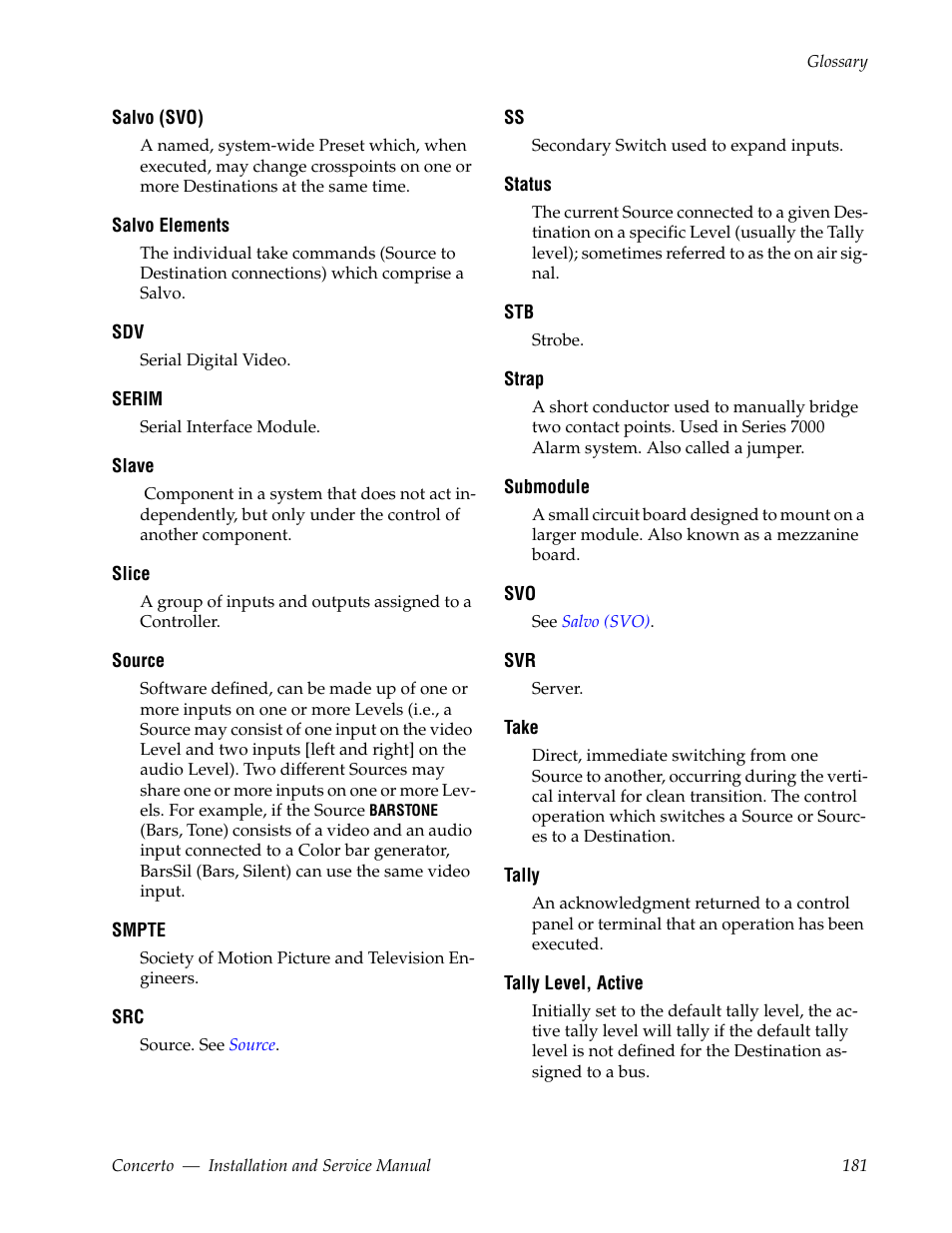 Grass Valley Concerto Routing Matrix v.1.8.1 User Manual | Page 181 / 190