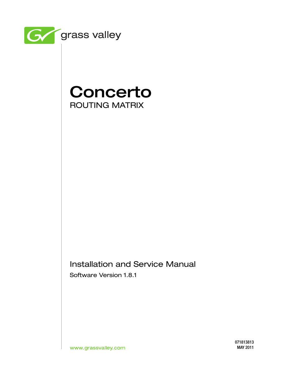 Concerto | Grass Valley Concerto Routing Matrix v.1.8.1 User Manual | Page 3 / 190