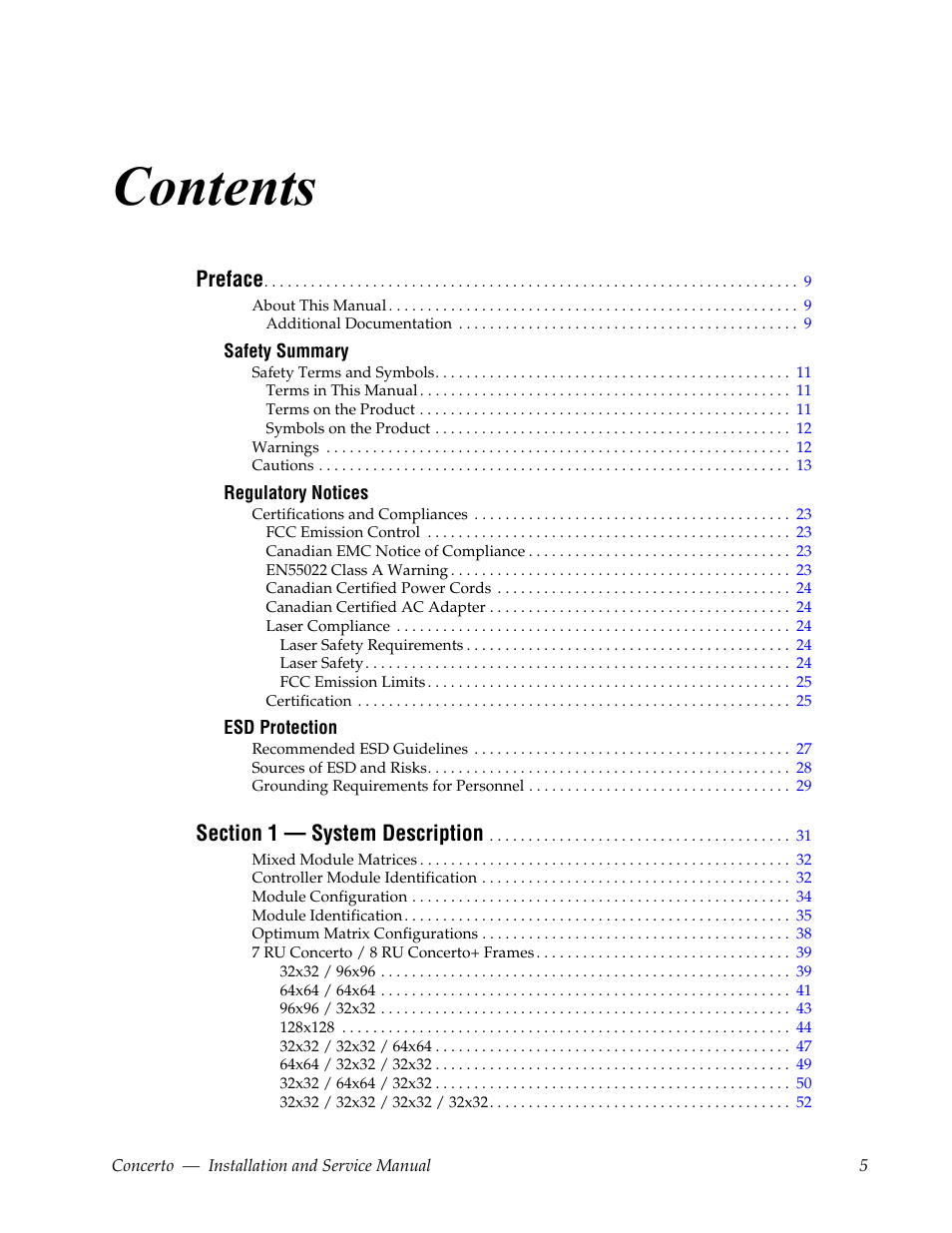 Grass Valley Concerto Routing Matrix v.1.8.1 User Manual | Page 5 / 190