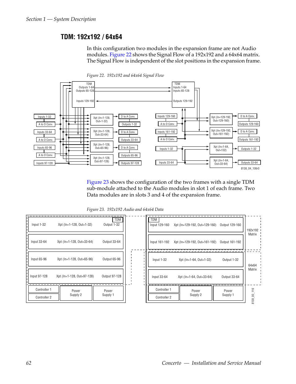 Tdm: 192x192 / 64x64 | Grass Valley Concerto Routing Matrix v.1.8.1 User Manual | Page 62 / 190
