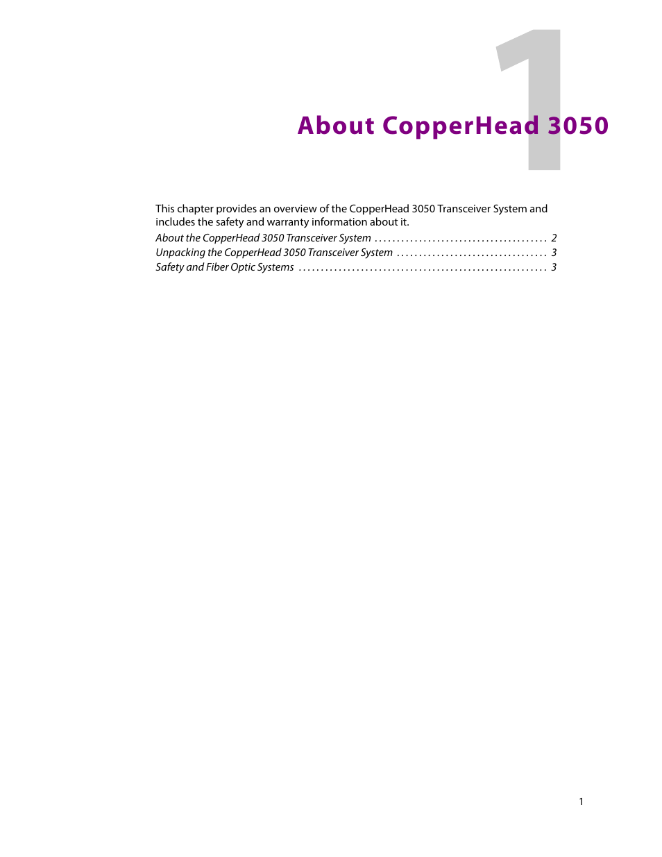 About copperhead 3050, 1 about copperhead 3050 | Grass Valley 3050 CopperHead User Manual | Page 7 / 93