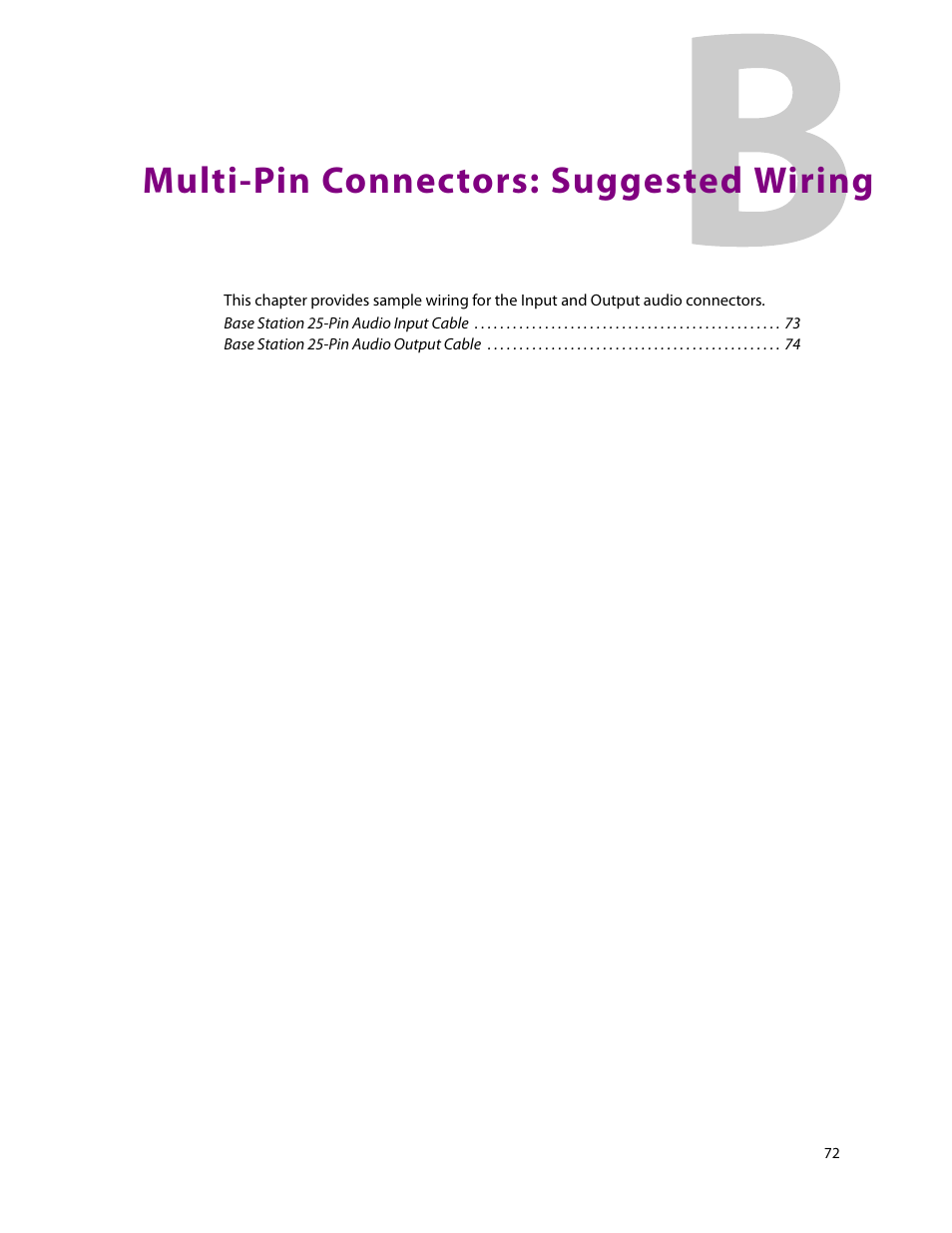 Multi-pin connectors: suggested wiring, B multi-pin connectors: suggested wiring, Multi-pin connectors | Suggested wiring | Grass Valley 3050 CopperHead User Manual | Page 78 / 93