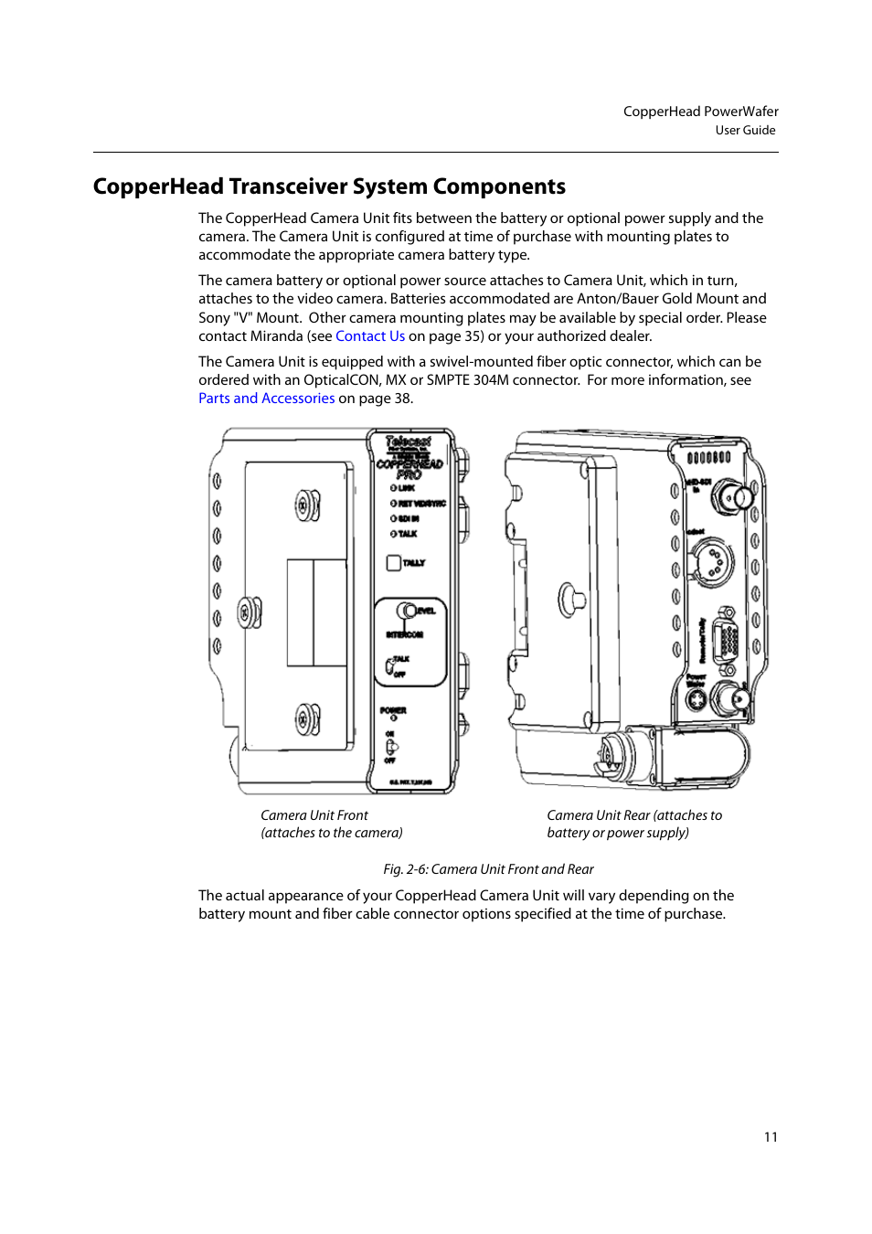 Copperhead transceiver system components | Grass Valley CopperHead PowerWafer User Manual | Page 15 / 46
