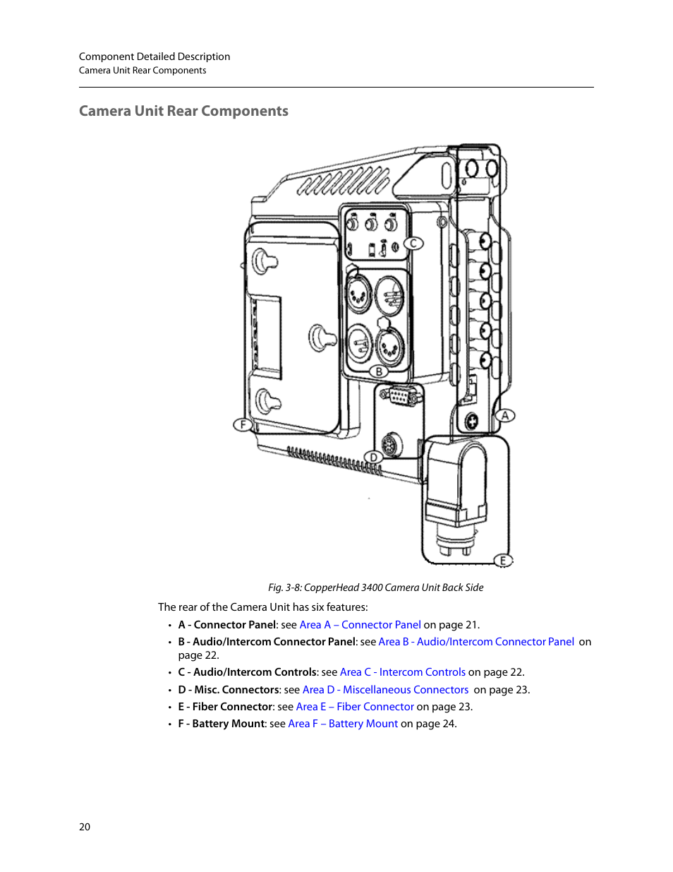 Camera unit rear components | Grass Valley 3400 CopperHead User Manual | Page 26 / 117