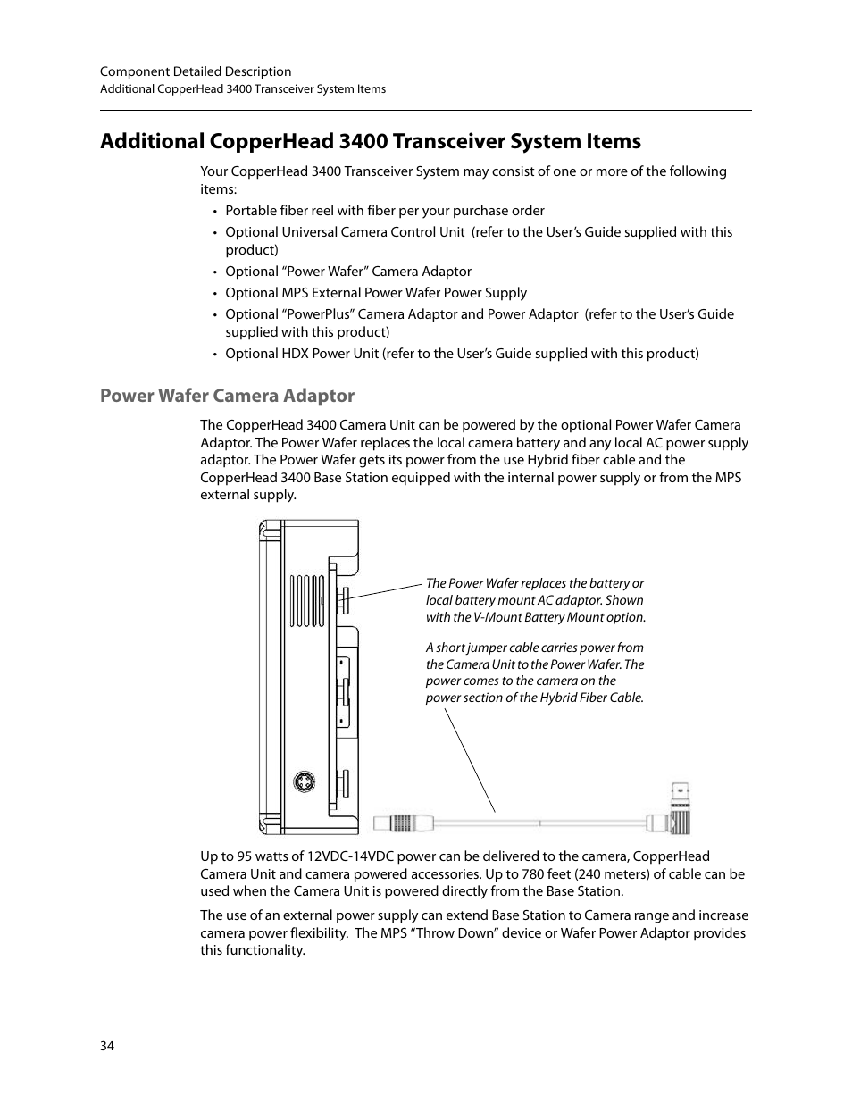 Power wafer camera adaptor | Grass Valley 3400 CopperHead User Manual | Page 40 / 117