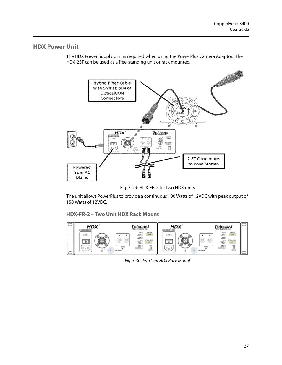 Hdx power unit, Hdx-fr-2 – two unit hdx rack mount | Grass Valley 3400 CopperHead User Manual | Page 43 / 117