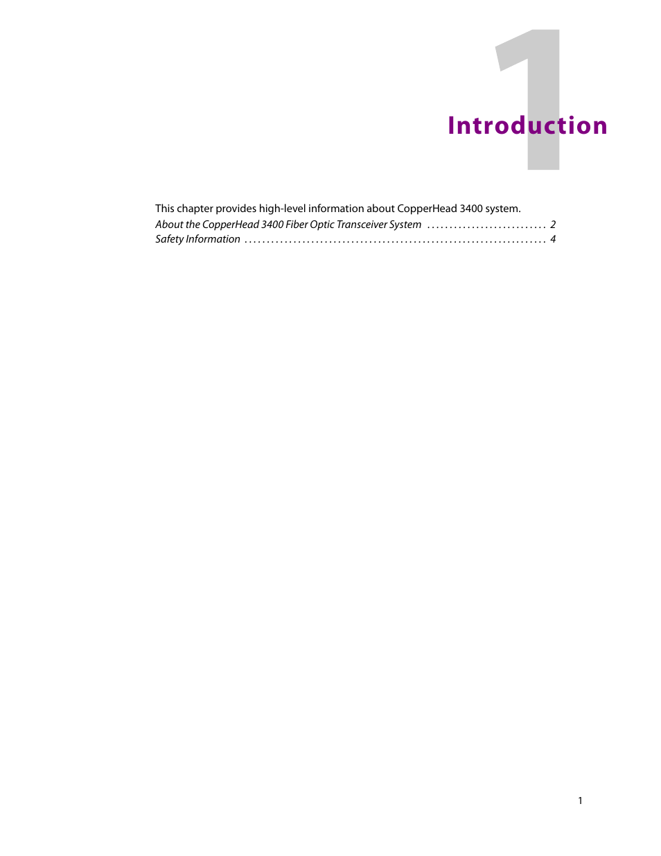 1 introduction, Introduction | Grass Valley 3400 CopperHead User Manual | Page 7 / 117