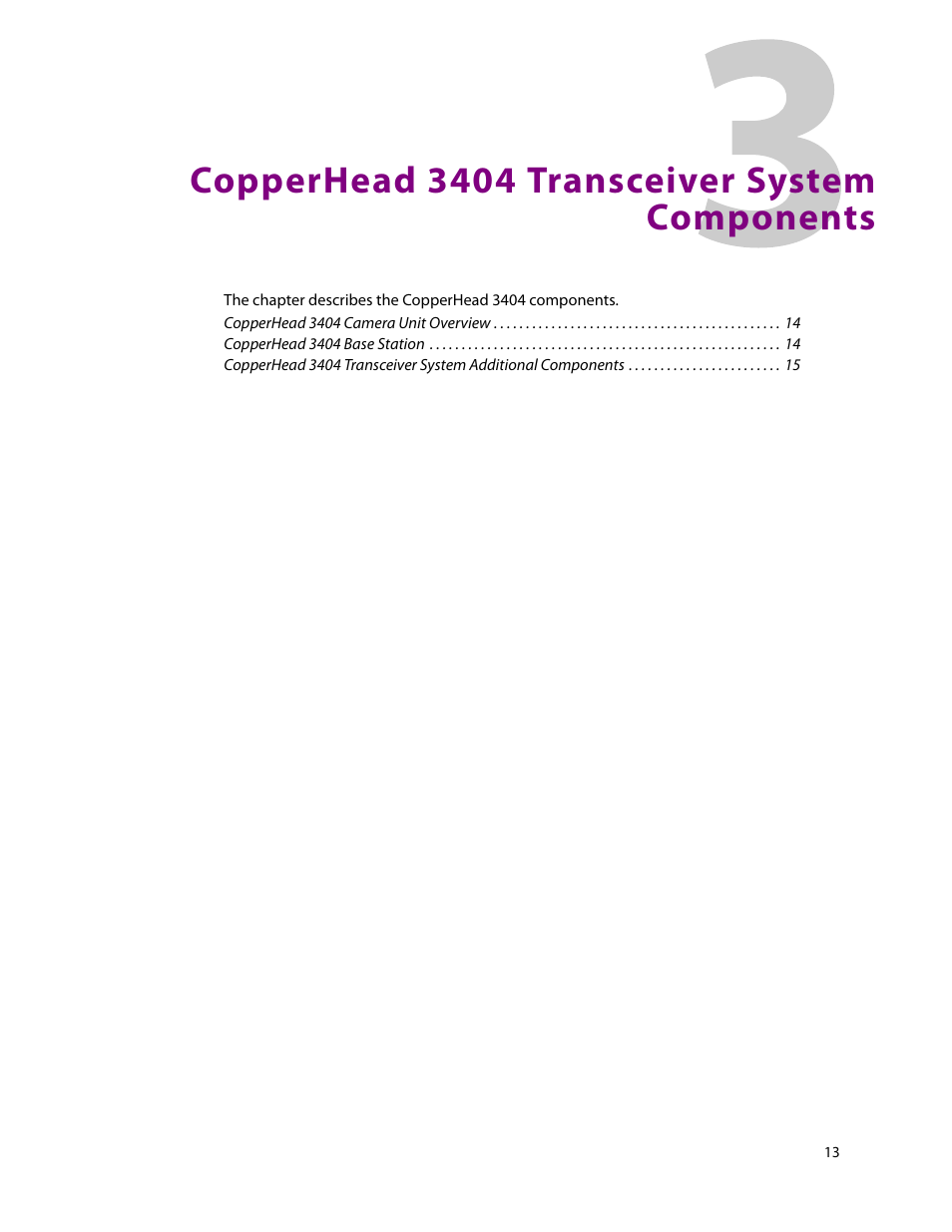 Copperhead 3404 transceiver system components, 3 copperhead 3404 transceiver system components | Grass Valley 3404 CopperHead User Manual | Page 19 / 111