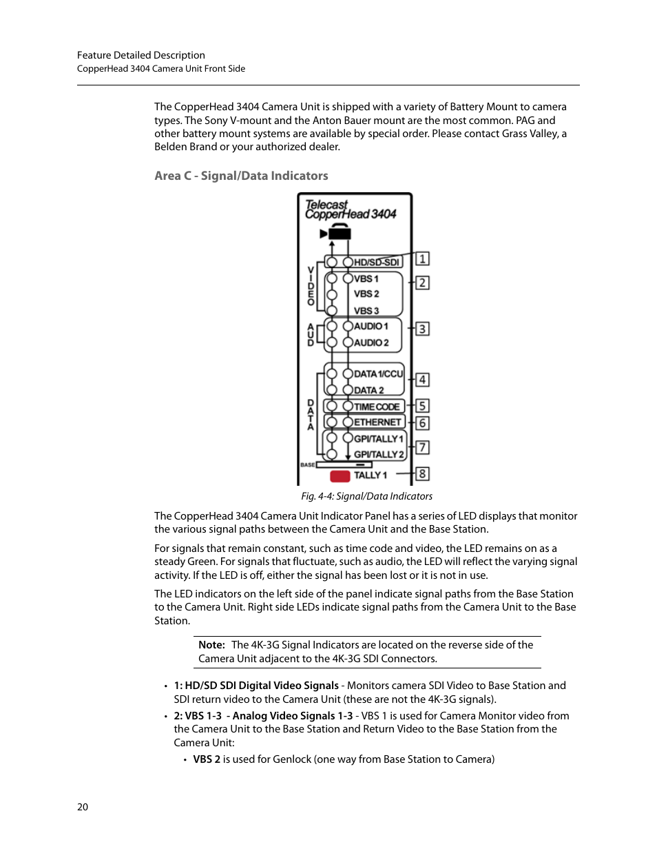 Area c - signal/data indicators | Grass Valley 3404 CopperHead User Manual | Page 26 / 111