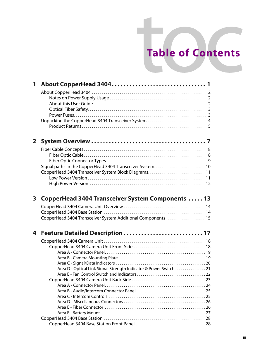 Grass Valley 3404 CopperHead User Manual | Page 3 / 111