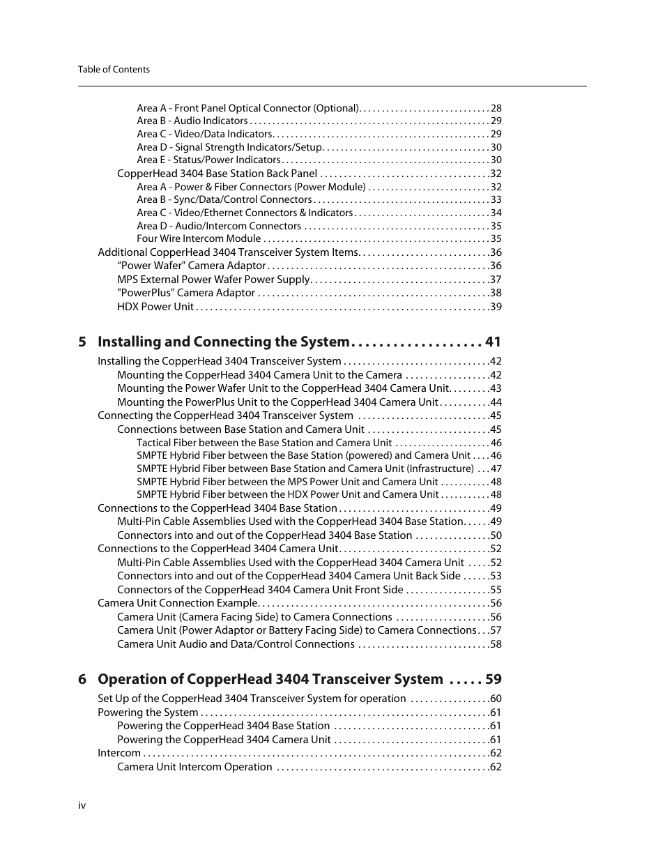 5 installing and connecting the system | Grass Valley 3404 CopperHead User Manual | Page 4 / 111