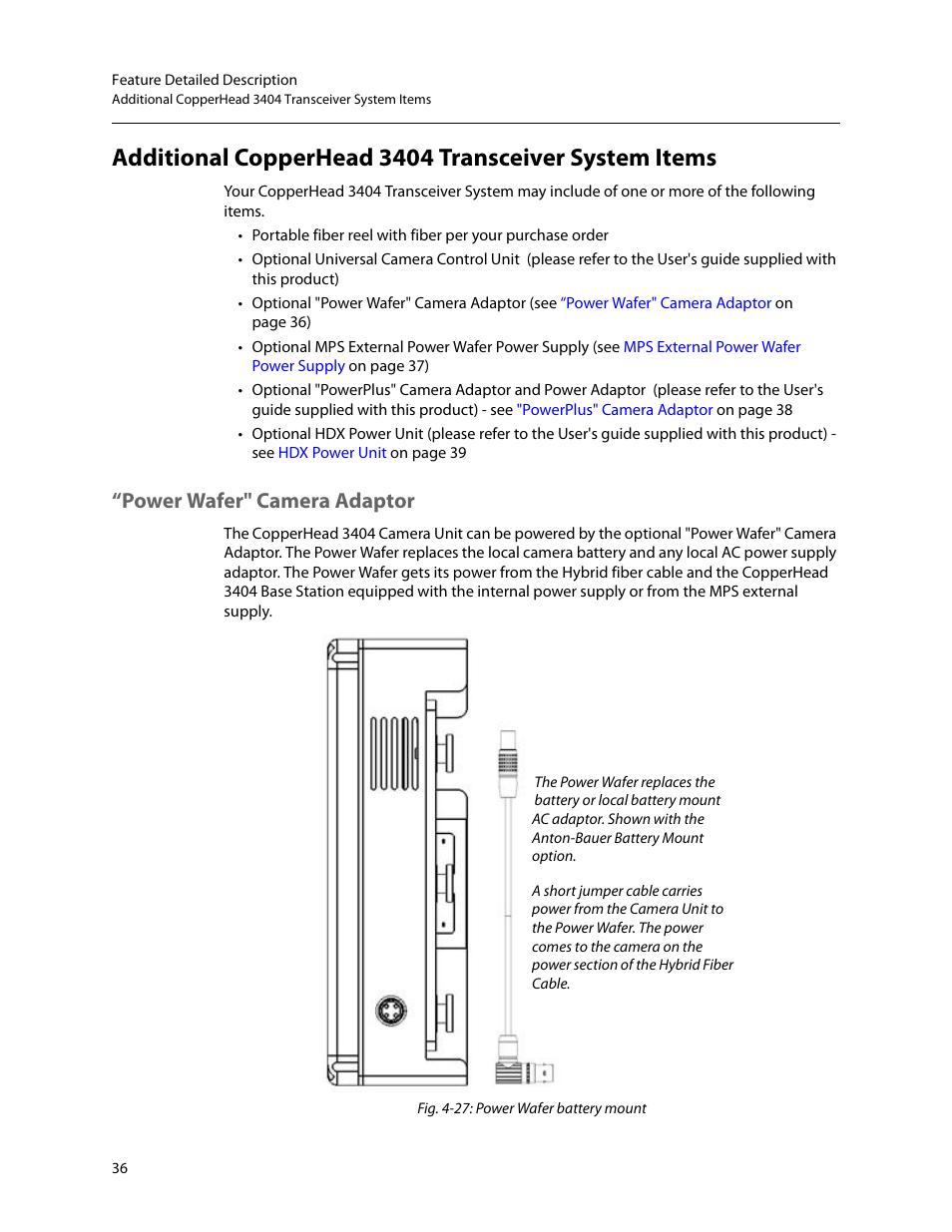 Power wafer" camera adaptor | Grass Valley 3404 CopperHead User Manual | Page 42 / 111