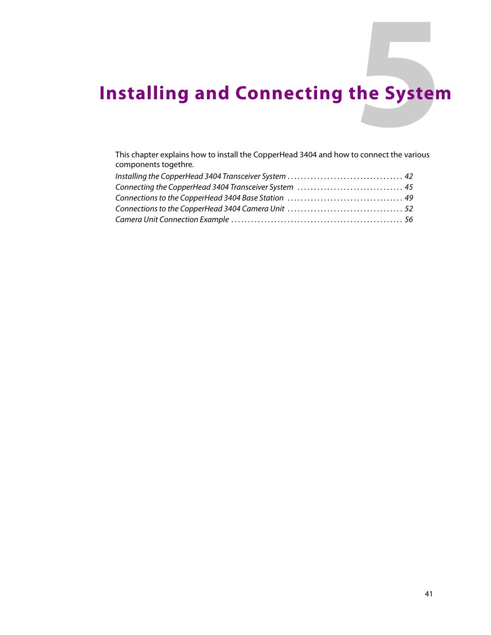 Installing and connecting the system, 5 installing and connecting the system | Grass Valley 3404 CopperHead User Manual | Page 47 / 111